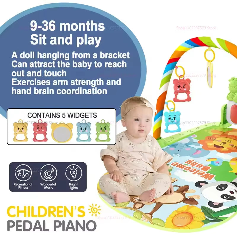New Baby Activity Gym Play Mat with Music Rack Infant Crawl Puzzle Carpet Kid Toy Gifts for Baby Development and Entertainment