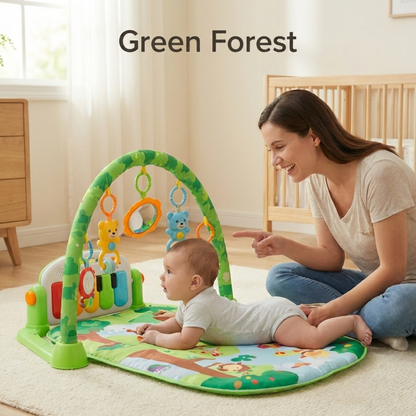 Baby Play Gym Mat with Music, Activity Arch & Sensory Hanging Toys, Tummy Time & Floor Play for Newborns 0–12 Months