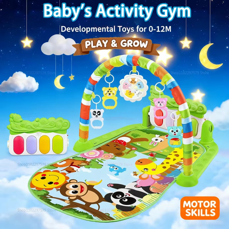New Baby Activity Gym Play Mat with Music Rack Infant Crawl Puzzle Carpet Kid Toy Gifts for Baby Development and Entertainment