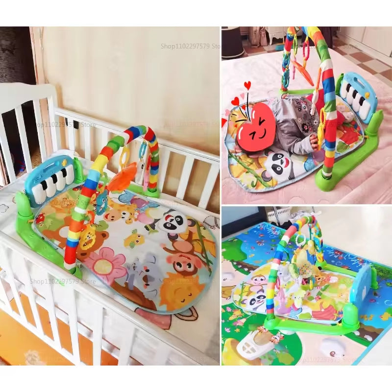 New Baby Activity Gym Play Mat with Music Rack Infant Crawl Puzzle Carpet Kid Toy Gifts for Baby Development and Entertainment